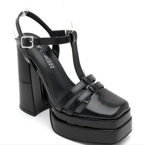 BRAND NEW SOUL PRINCESS PLAIN PLATFORM ANKLE CURVE WIDE HIGH HEEL   SANDAL S2